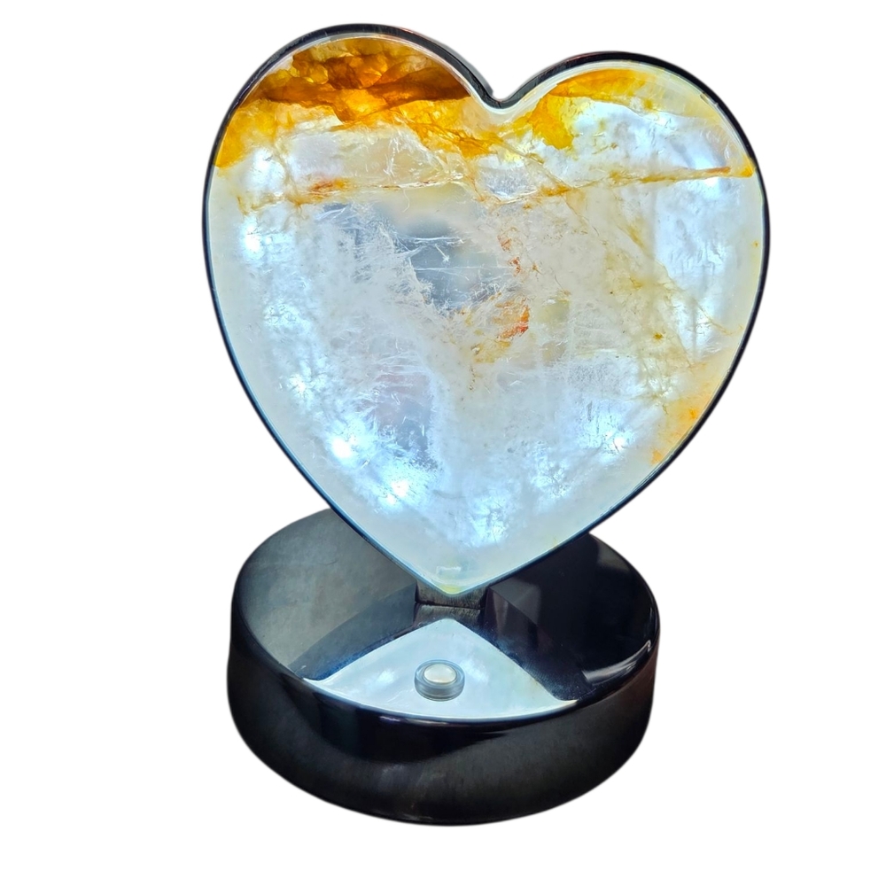 Heart Shaped Natural Golden Healer Lamp NEW